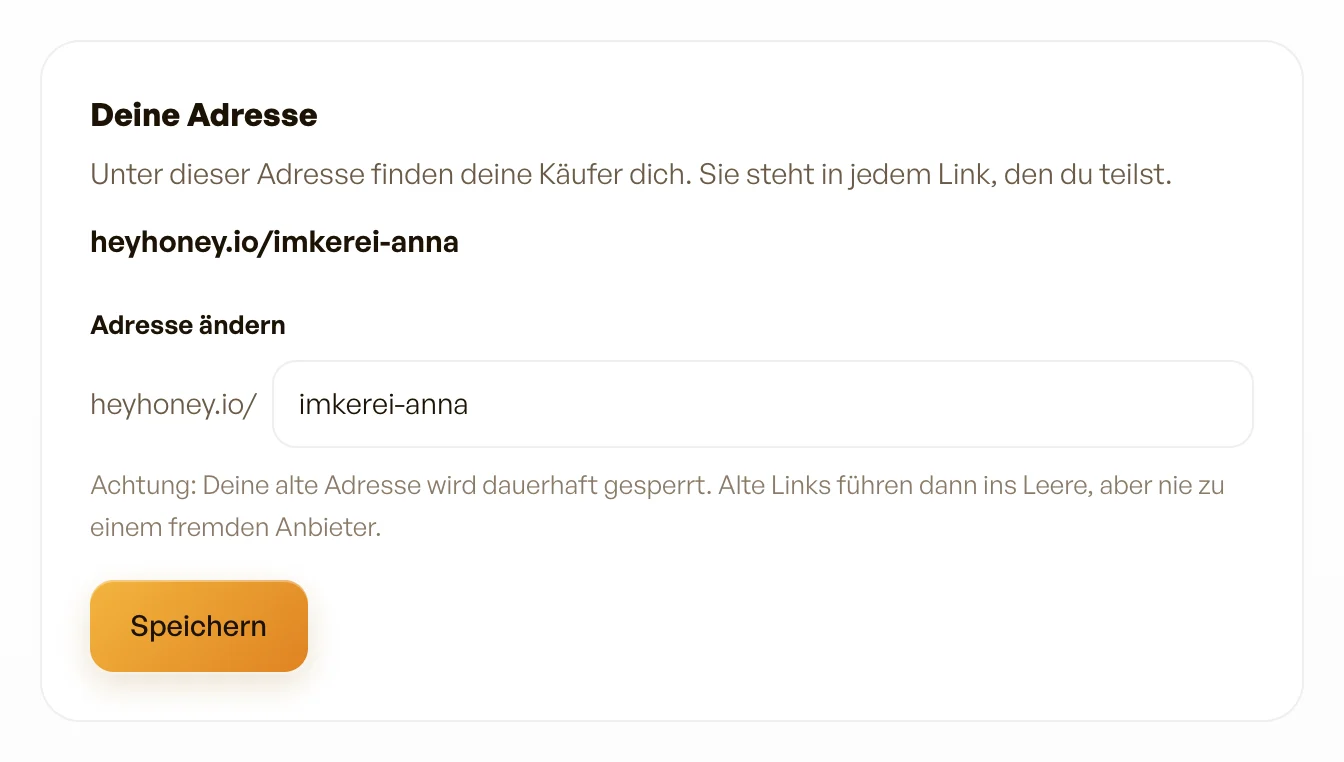Die Karte „Deine Adresse" in den Einstellungen