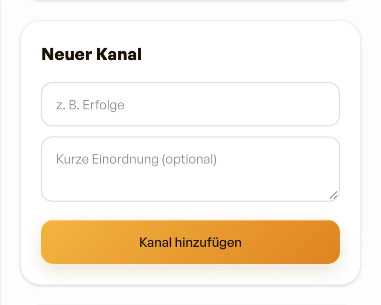 Einen neuen Kanal anlegen