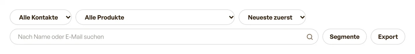 Filter, Sortierung und Suche der Kontaktliste