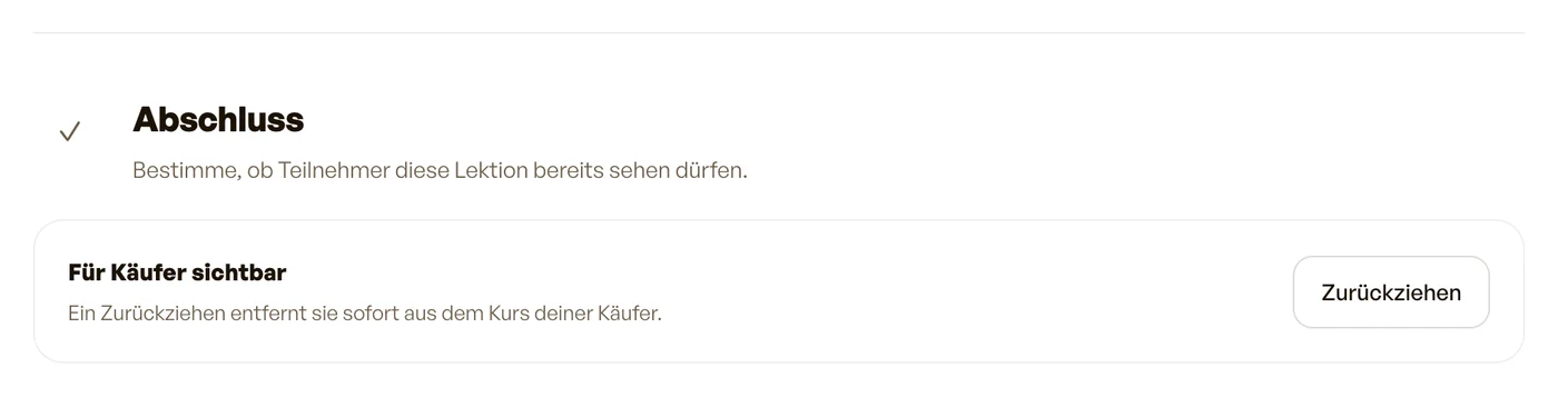 Der Bereich „Abschluss" einer Lektion