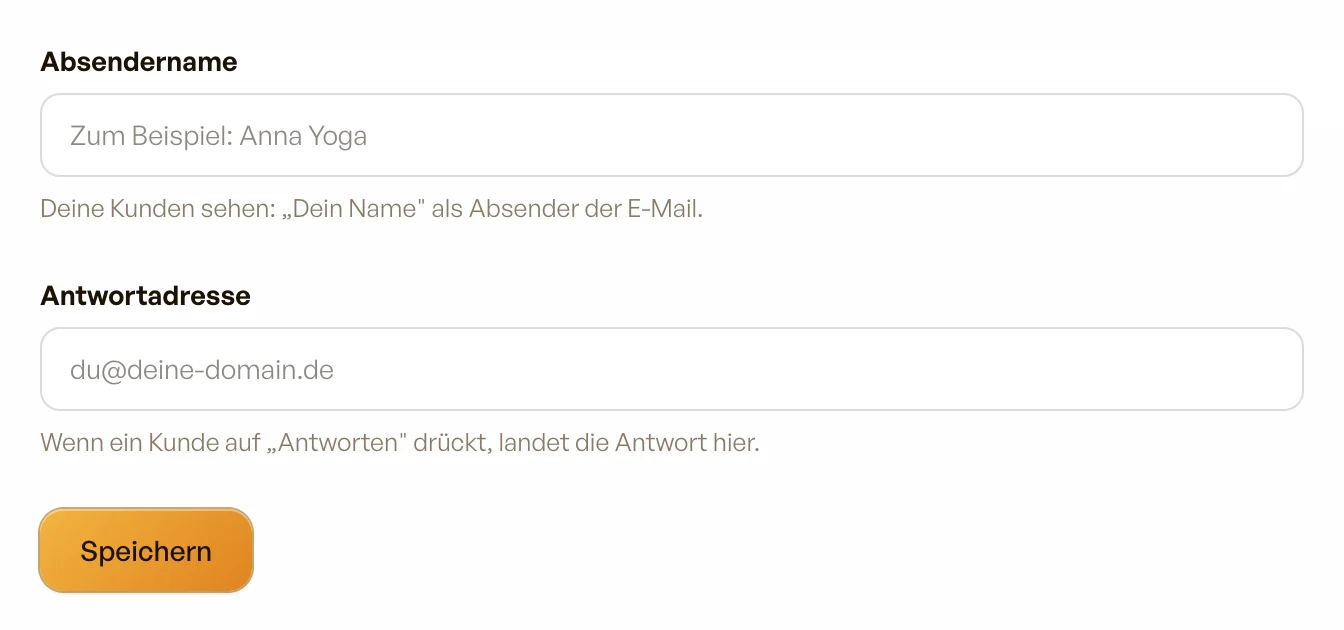 Absendername und Antwortadresse
