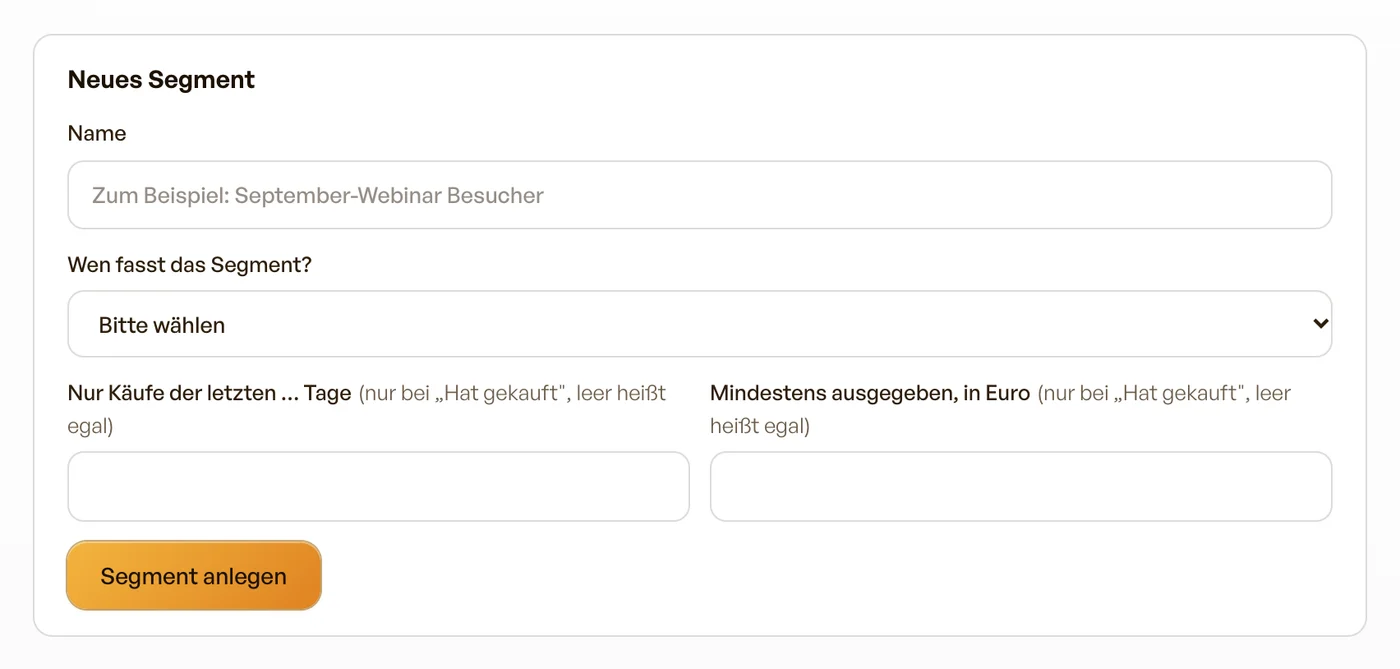 Ein neues Segment anlegen