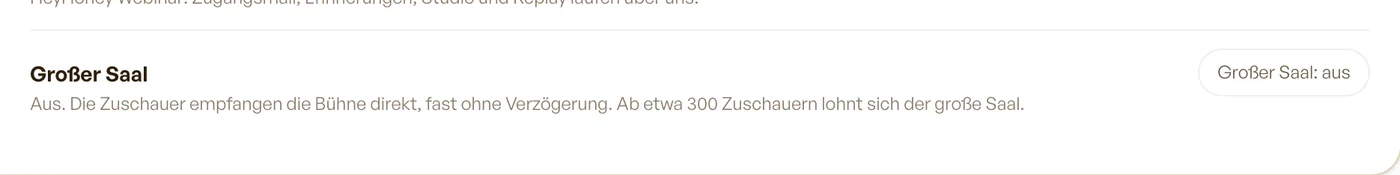 Der Schalter für den großen Saal