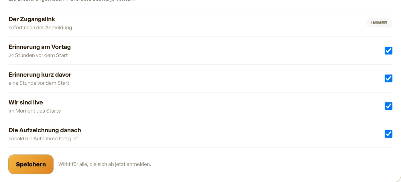 Die automatischen Mails eines Webinars