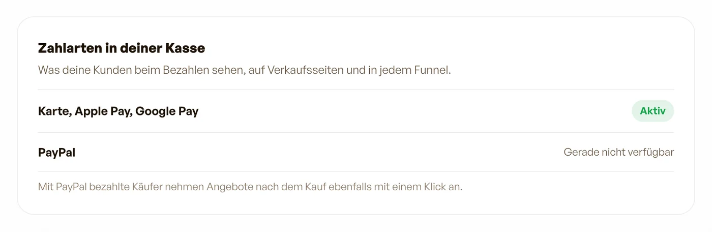 Die Zahlarten in deiner Kasse
